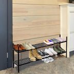 Shoe Rack, Expandable Shoes Organizer Metal Shelf Stand, 2 Tier Stackable Long Shoe Storage Holder For Closet, Floor, Entrywa