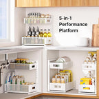 Pull-out Under Kitchen Sink Organizer, Metal Functional Under Sink Organizer, Height Adjustable Under Bathroom Sink Organizer