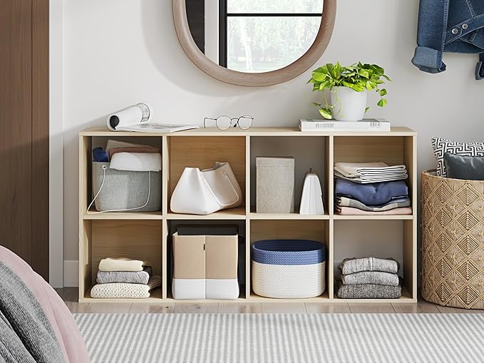 Signature Design by Ashley Piperton Contemporary 4-Tier Floor Standing 8 Cube Organizer, Wood, Works with 10.5" W x 10.5" D x