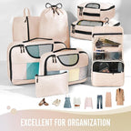 8 Set Packing Cubes for Luggage,Suitcase Organizer in 4 Sizes with Hanging Toiletry Bag and Large Laundry Bag, Carry-On Lugga