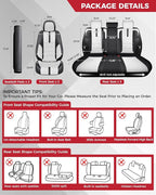 FREESOO Black White Car Seat Covers Full Set - Faux Nappa Leather Seat Covers for Cars, with Front Seatbelt Pads, Cute Breath