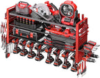Heavy Duty Power Tool Organizer Wall Mount,Garage Organization with 10 Drill Holder, 4 Layers Tool Organizers and Storage for