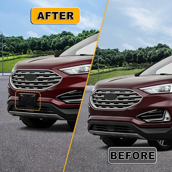 Front License Plate Frame Compatible with Ford Edge 2019 2020 2021 2022 2023 2024, Bumper License Frame Holder Mounting Brack