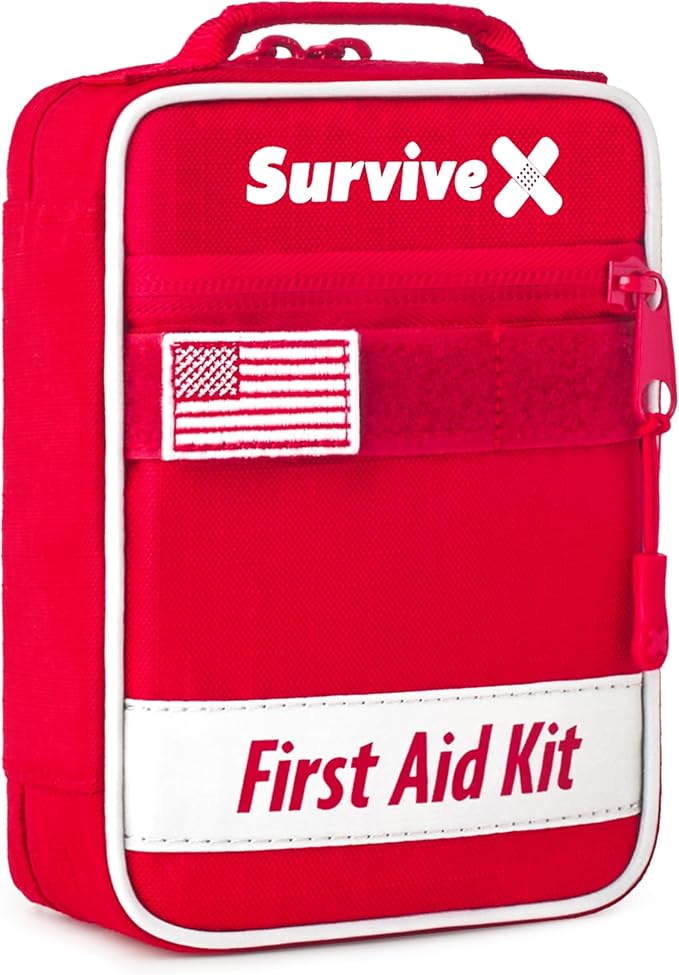 Small First Aid Kit for Car, Travel & Home - Emergency Kit for Hiking, Camping, Backpacking and Outdoors - Includes Zip Stitc