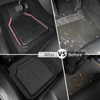 CAR PASS Pink Heavy Duty Rubber Floor Mats for Car, Waterproof Liner Deep Dish Bling Car Mats Full Sets, Universal Trim to Fit for SUV Truck Sedans Vans, All Weather Floor Mats, Pink Sparkly