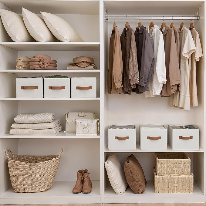 StorageWorks Closet Organizer Storage Baskets, Storage Bins for Shelves, Fabric Organization and Storage, Foldable Closet Org