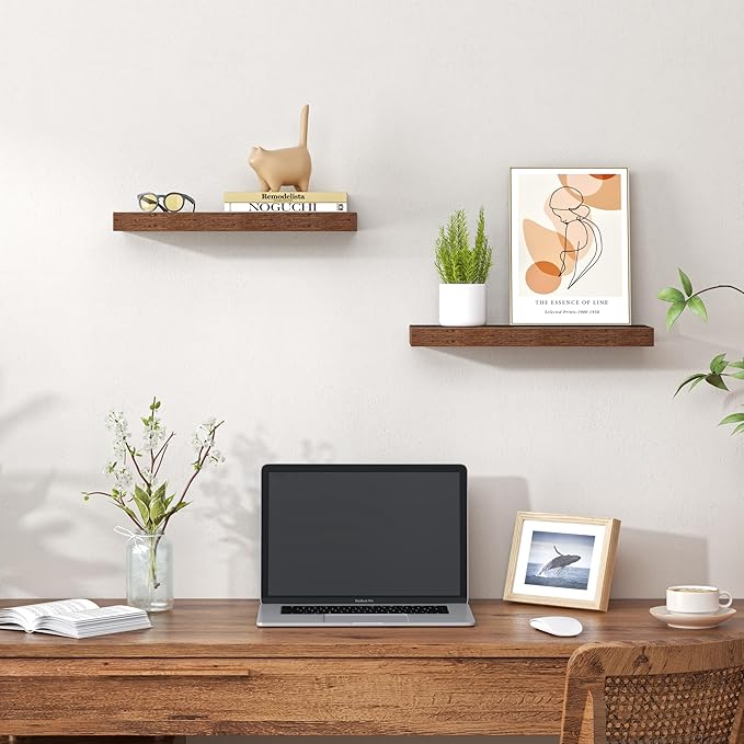 Heimlove Floating Shelves for Wall,16 inchs Shelf for Small Bathroom,Mounted Storage & Display Wood Shelves for Bedroom,Livin