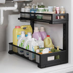 1 Pack 17IN Depth Under Sink Storage Organizer, Large 2-Tier Elegant Mesh Pull Out Shelf for Kitchen and Bathroom Cabinet Org
