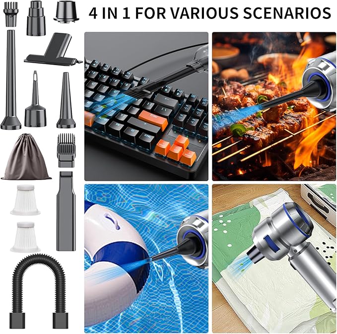 Portable Car Vacuum - 22000PA Cars Vacuum Cleaner High Power 4 in 1 Compressed Air Duster & Air Blower & Pump Hand Held Vacuu