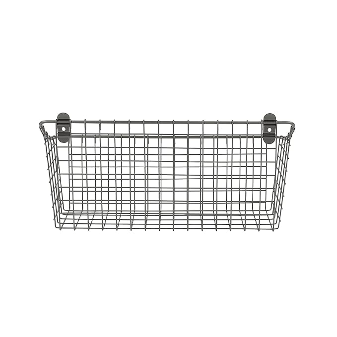 Spectrum Diversified Vintage Wall Mount Storage Basket, X-Large (Pack of 2), Industrial Gray