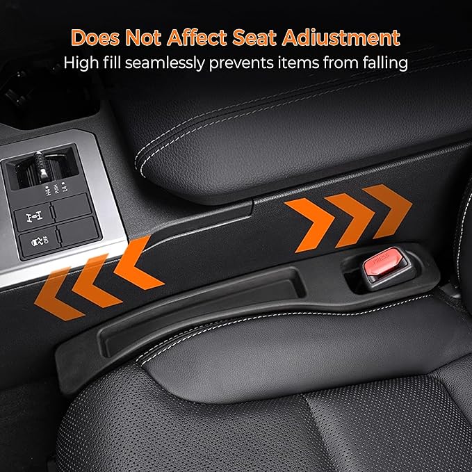 2 Pack Car Seat Gap Filler Organizer Compatible with Toyota Land Cruiser 2024 2025 Accessories,Car Gap Seat Filler Prevents Things Dropping，Seat Gap Filler with Phone Holder(Black)