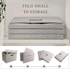 Graciadeco Large 17 36 Quart Collapsible Stackable Storage Bins with Lids, 1 Pack Beige Foldable Fabric Closet Storage Boxes 