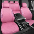 CAR PASS Pink Oxford Bling Diamond Car Seat Covers Full Set Interior Sets, Waterproof Shining Glitter Sparkly Crystal Univers
