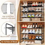 Shoe Organizer for Closet, Metal Shoe Shelf Rack Stackable 3 Tier 27 Inch Wide for Entryway, Adjustable, Black