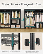 SONGMICS Heavy-Duty Rolling Clothes Rack, Garment Rack, Portable Closet on Wheels, with Adjustable Mesh Shelves and Hanging R