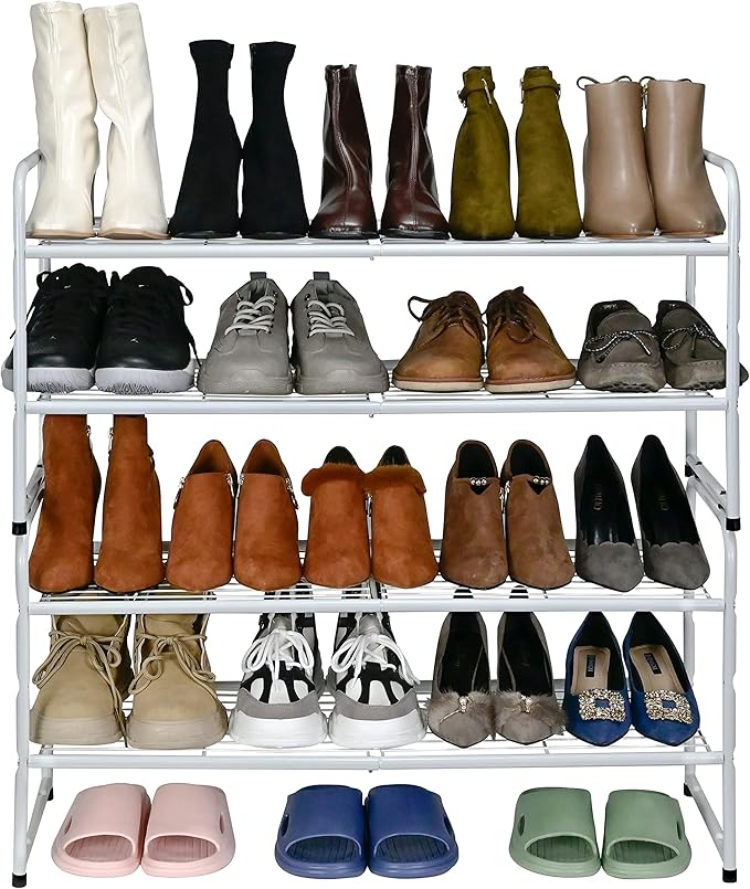 SUFAUY 2 Pack 2-Tier 33" Wide Shoe Rack, Shoe Shelf Storage Organizer for Entryway, Extra Large Capacity, Bedroom Footwear Or