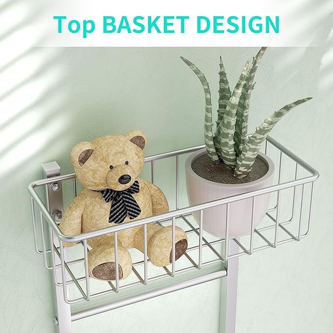 HapiRm Over Door Hat Rack - Wall Mounted Hat Organizer with 6 Hooks and Metal Basket Design, Baseball Cap Organizer Storage H