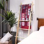5-Tier Blanket Ladder – 4.8 Ft Wall Leaning Quilt Rack, Farmhouse Blanket Storage for Living Room, Bedroom & Bathroom – Rusti