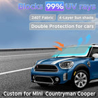 Sun Shade Sunshade for 2017-2024 2025 2026 Mini Countryman Cooper F60 SUV Windshield Cover, 4-Layers Sun Shield 250T Silver Coating Sun Visor Foldable Window Shade Blocks UV Rays Car Accessories