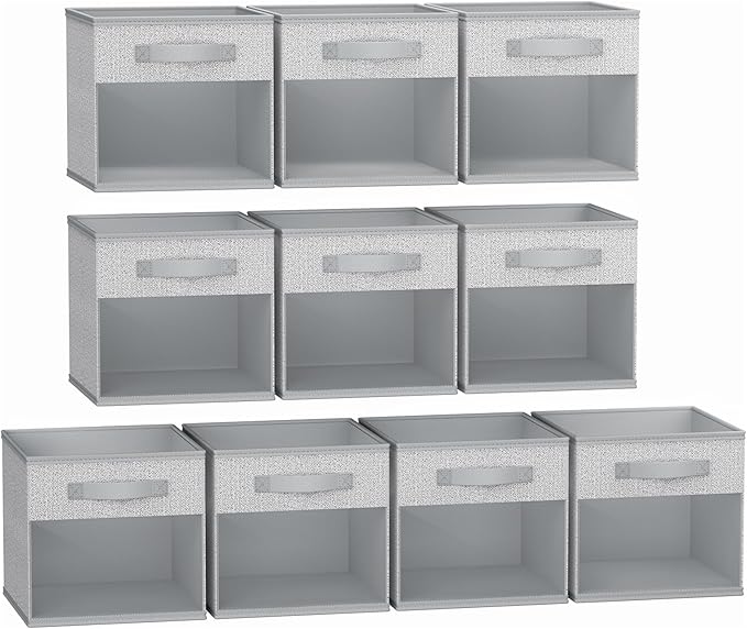 DIMJ Storage Cubes, Cube Storage Bin, 10 Pack Foldable Baskets with Window, Closet Storage Bins with Handle, 11x 11 inch Stor