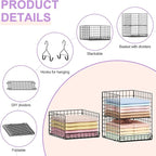 6 Tier Hanging Closet Organizers and Storage Stackable Hanging Closet Shelves with 4 Hooks 2 Adjustable Dividers, Wire Storag