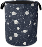 Star Moon Laundry Basket Collapsible Laundry Hamper with Handle, Oxford Clothes Toy Storage Bin for Bathroom Bedroom Room Dec