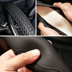 Moyishi Top Leather Steering Wheel Cover Universal Fit Soft Breathable Steering Wheel Wrap (Black)