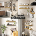 Fun Memories Floating Shelves for Wall 32 Inch Set of 3, Farmhouse Floating Shelves with Invisible Heavy Duty Bracket, 10 Inc