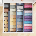 SpaceAid Bamboo Dresser Drawer Dividers 6 Pack, 4.65“ High Adjustable 12.5“-17” Drawer Organizers, Expandable Organization fo