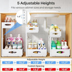 Under Sink Organizer, 2 Pack 2 Tier Pull Out Under Cabinet Organizer Shelf with Pad for Framed Cabinets, Metal Slide Out Unde