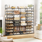 WOWLIVE 4 Row 10 Tiers Extra Large Shoe Rack Big Tall Metal Shoe Shelf, Heavy Duty Organizer for Closet Entryway, Boot Rack S
