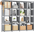Mavivegue Book Shelf, 16 Cube Storage Organizer, DIY Bookcase, Metal Cube Bookshelf,Tall Book case for Bedroom, Living Room,O