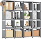 Mavivegue Book Shelf, 16 Cube Storage Organizer, DIY Bookcase, Metal Cube Bookshelf,Tall Book case for Bedroom, Living Room,O