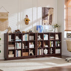 Joaxswe 12 Cube Storage Organizer, 41" Large Bookshelf with Curved Edge, Wood Floor Standing 3-Tier Cubby Bookcase w/Base, Vi