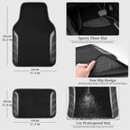 CAR PASS Leather Steering Wheel Cover and Waterproof Car Floor Mats,Microfiber Universal Car Combo Fit for 95% Sedan,SUV,Cars
