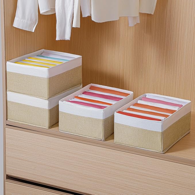 4 Packs T-shirt Drawer Organizers for Clothing,8 Grids Compartment Wardrobe Storage Box, Washable Clothes Organizer for Folde