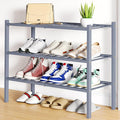 Smiry Shoe Rack, 3 Tier Bamboo Shoe Organizer, Stackable Free Standing Wooden Shoe Storage Shelf for Closet, Entryway, Front 