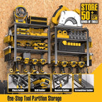 Spampur Power Tool Organizer Wall Mount, Heavy Duty 420LB with 8-Slot Drill Holder - All-in-One Garage Storage for Workshop, 
