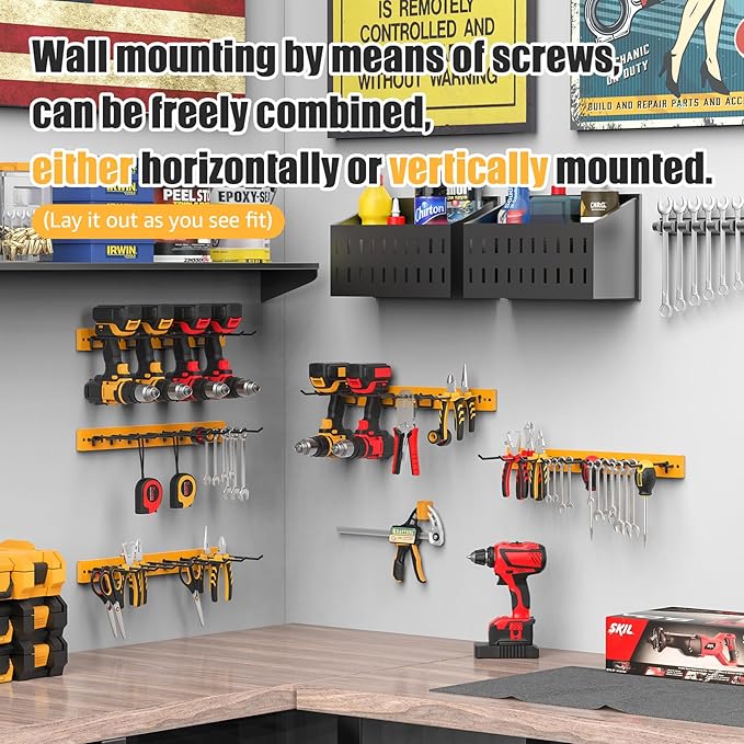 CCCEI 3 Modular Pegboard Strip Storage, Metal Peg Slat Wall Mount for Garage, Basement, Garden, Laundry Room Organization. Fl