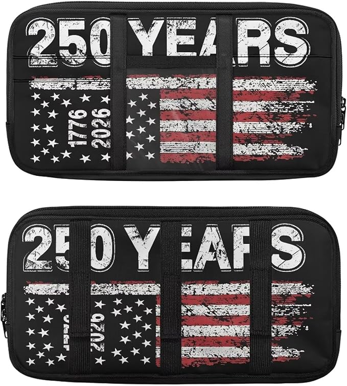 250th Anniversary of US Visor Storage Bag Car Visor Pocket Wallet Pouch with Multi-Pocket Vehicle Sunshade Storage Bag with Zipper for SUV Truck Van