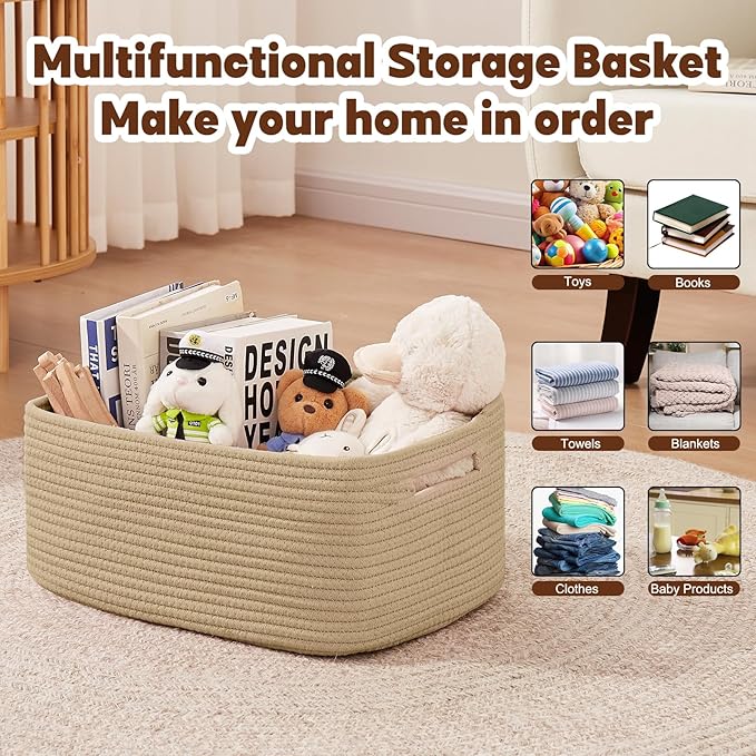 OIAHOMY Storage Basket for Shelves, Closet Cube Storage Bins Baskets for Clothes Blanket Towels, Baby Nursery, Toy Baskets Bo