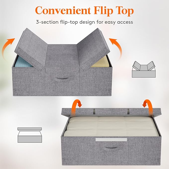 Lifewit 80L Under Bed Storage Containers, 9.8 Inch Tall Underbed Clothes Storage Organizer Bin with Sturdy Sidewalls, Bottom,