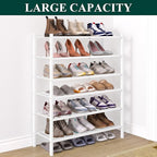 Smiry Bamboo Shoe Rack for Closet, 6 Tier Wooden Stackable Shoe Organizer, Free Standing Shoes Storage Shelf for Entryway, Fr