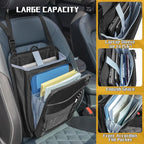 LUXJA Car Front Seat Organizer with Accordion File Pocket, Passenger Seat Organizer with Laptop Sleeve (Up to 15.6 In) and Adjustable Strap, Black