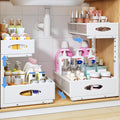 Under Sink Organizer, 2 Tier Pull Out Under Cabinet Organizer Shelf with Pad for Framed Cabinets, Metal Slide Out Under Sink 