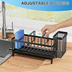 Cisily Sponge Holder for Kitchen Sink, Sink Caddy Organizer with High Brush Holder, Kitchen Countertop Organizers and Storage