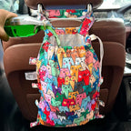 FLOCK THREE Leak-Proof Waterproof Car Trash Bag Foldable Multipurpose Trash bin Container Storage Cute Grocery Organizer Bag for Automotive Front or Back Seat in Cars SUVs and Trucks (Colorful Cats)