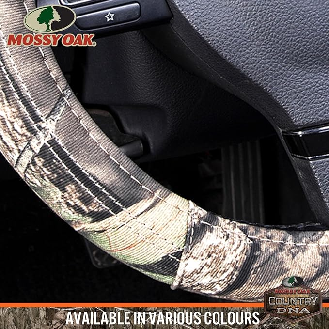 Mossy Oak Full Camo Steering Wheel Cover - Made from Premium Cotton Twill, Universal Fit for 14 1/2 to 15 inches - Official L