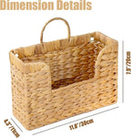 Magazine Holder Wall Basket Water Hyacinth Woven Mail Organizer, Wicker Wall Hanging Baskets for Magazines, Letters & Storage