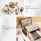 BOOVO Earring Jewelry Box For Women Girl Stud Organizer, 5 Layers Girl Jewelry Organizer Box With Lock Earring Holder Organiz